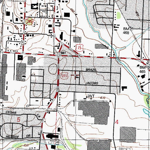 Topographic Map of River of Life Chapel Pentecostal Church of God, AR