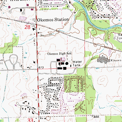 Topographic Map of Chippewa Middle School, MI