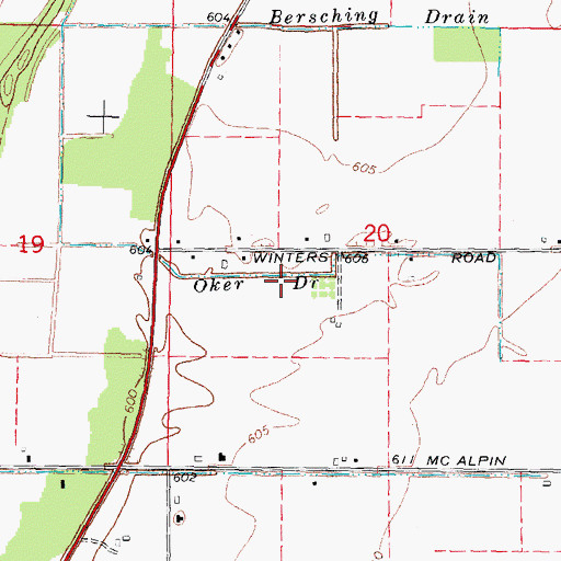 Topographic Map of Oker Drain, MI