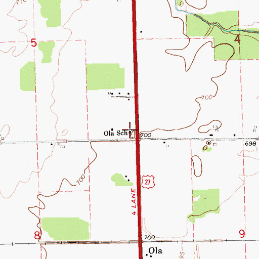 Topographic Map of Ola School, MI