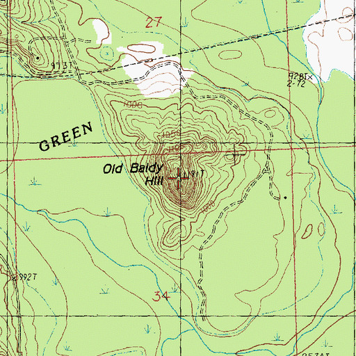 Topographic Map of Old Baldy Hill, MI