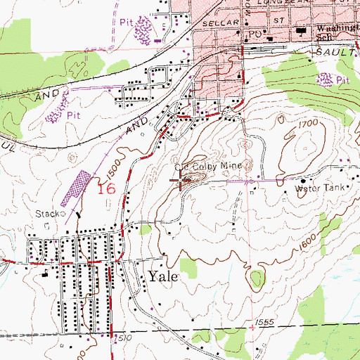 Topographic Map of Old Colby Mine, MI