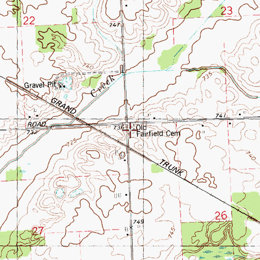 Topographic Map of Old Fairfield Cemetery, MI