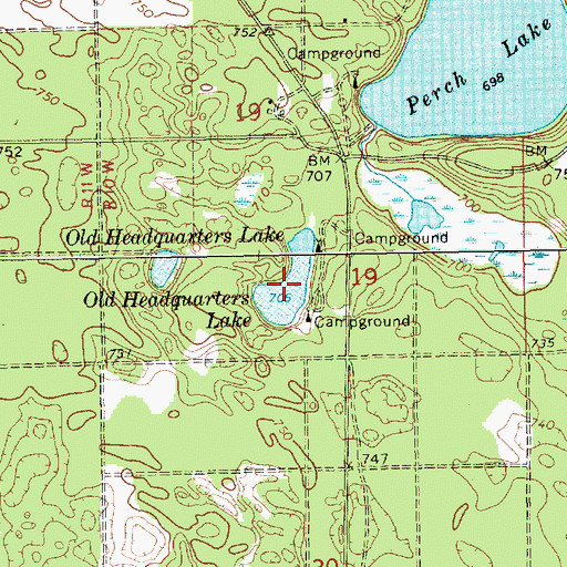 Topographic Map of Old Headquarters Lake, MI