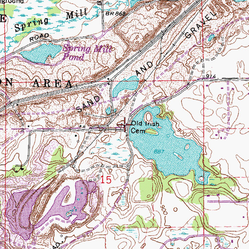 Topographic Map of Old Irish Cemetery, MI