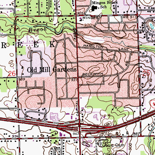 Topographic Map of Old Mill Gardens, MI