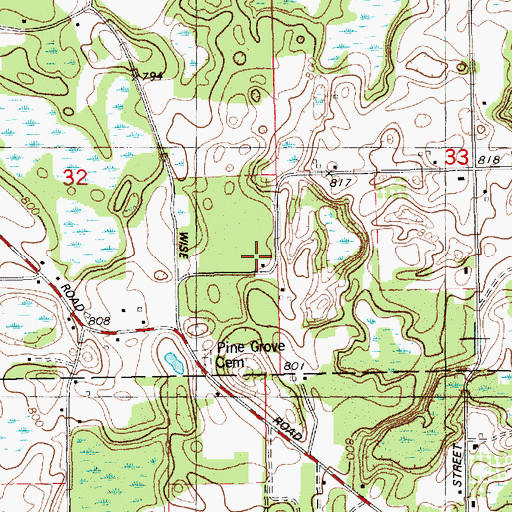 Topographic Map of Old Pine Grove School, MI