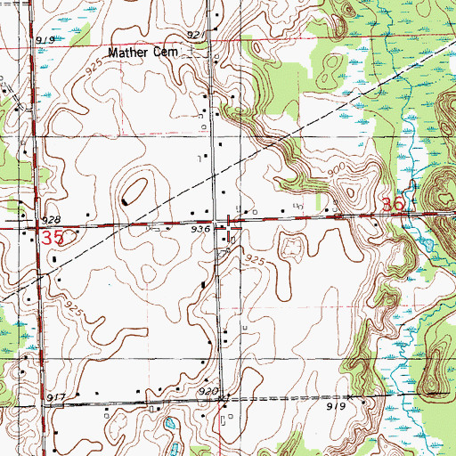 Topographic Map of Old Red School, MI