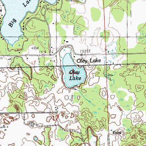 Topographic Map of Oley Lake, MI
