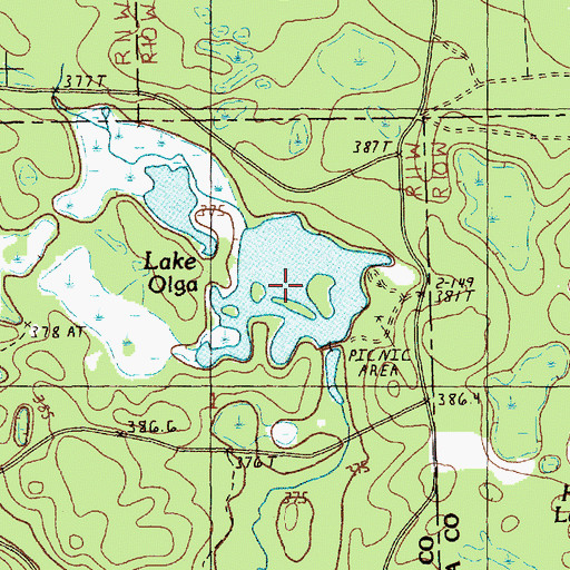 Topographic Map of Lake Olga, MI