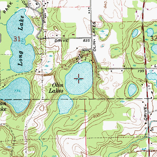 Topographic Map of Olin Lakes, MI