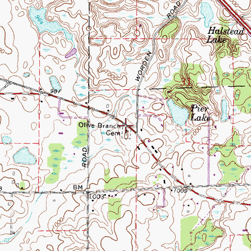 Topographic Map of Olive Branch Cemetery, MI