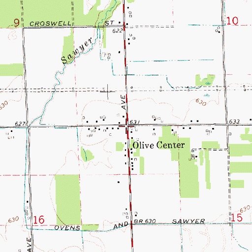 Topographic Map of Olive Center, MI