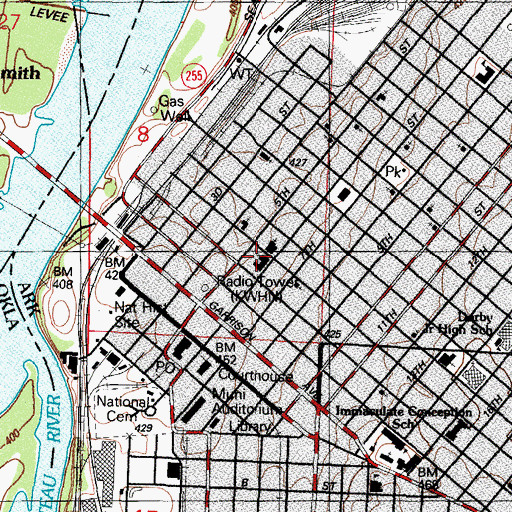 Topographic Map of Saint Johns Episcopal Church, AR