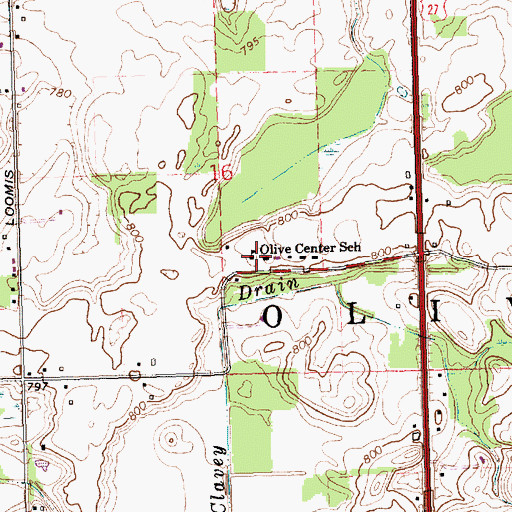 Topographic Map of Olive Center School, MI