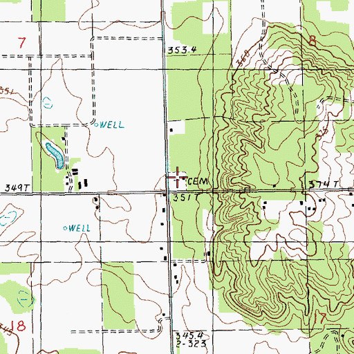 Topographic Map of Oliver Cemetery, MI