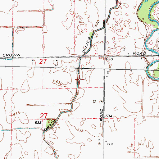 Topographic Map of Oliver Drain, MI