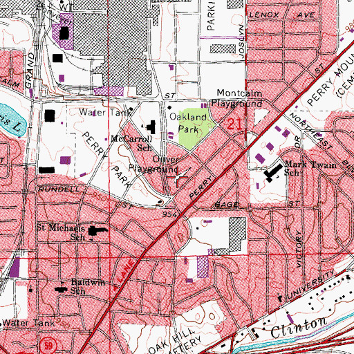 Topographic Map of Oliver Playground, MI