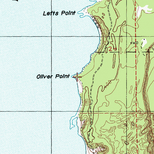 Topographic Map of Oliver Point, MI