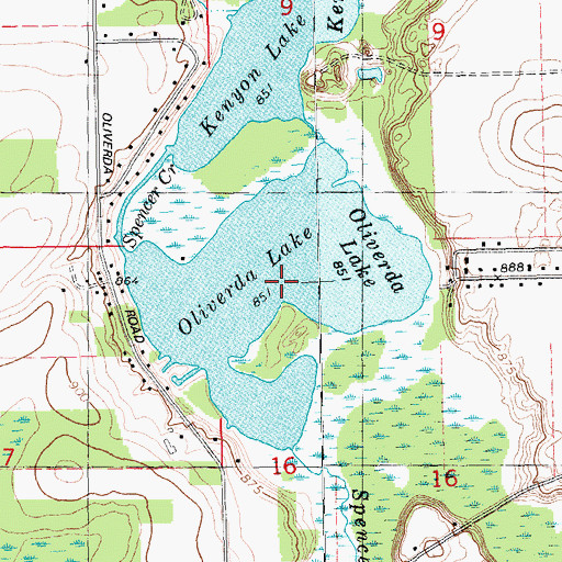 Topographic Map of Oliverda Lake, MI