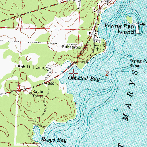 Topographic Map of Olmstad Bay, MI