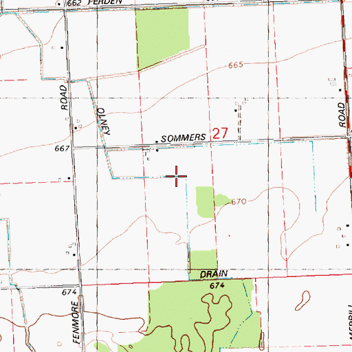Topographic Map of Olney Drain, MI