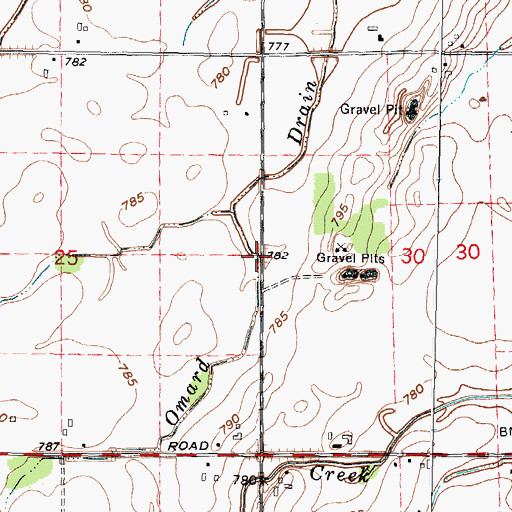 Topographic Map of Omard Drain, MI