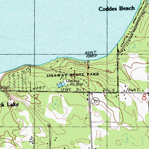 Topographic Map of Onaway State Park, MI