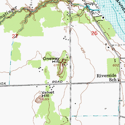 Topographic Map of Oneway Hill, MI