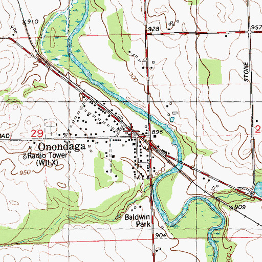 Topographic Map of Onondaga, MI