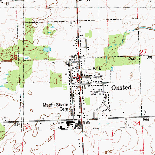 Topographic Map of Onsted, MI