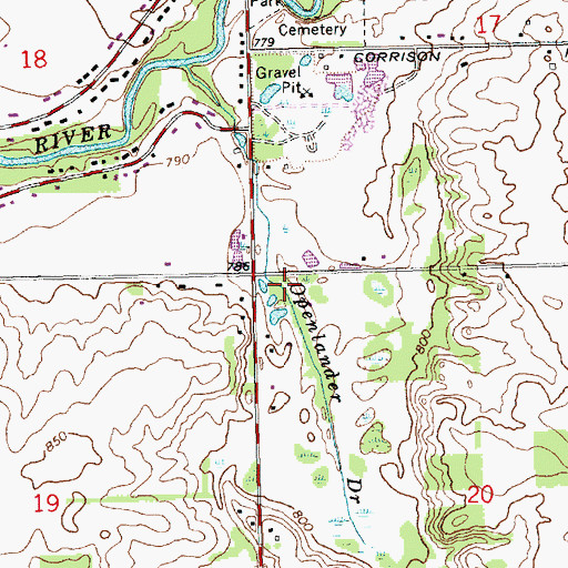 Topographic Map of Openlander Drain, MI