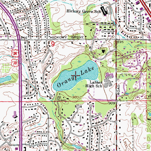 Topographic Map of Orange Lake, MI