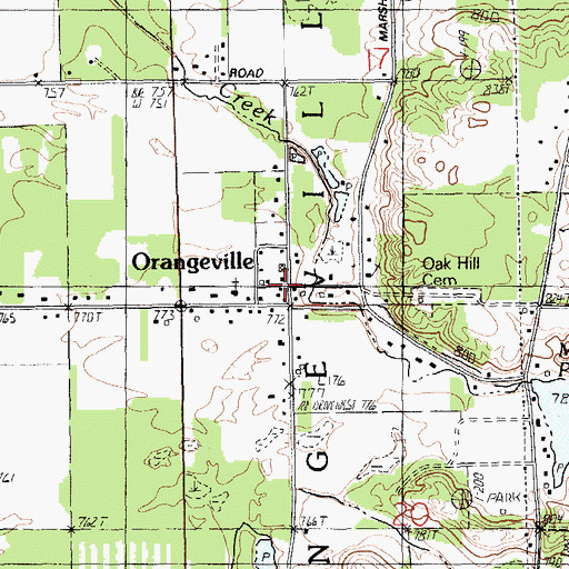 Topographic Map of Orangeville, MI
