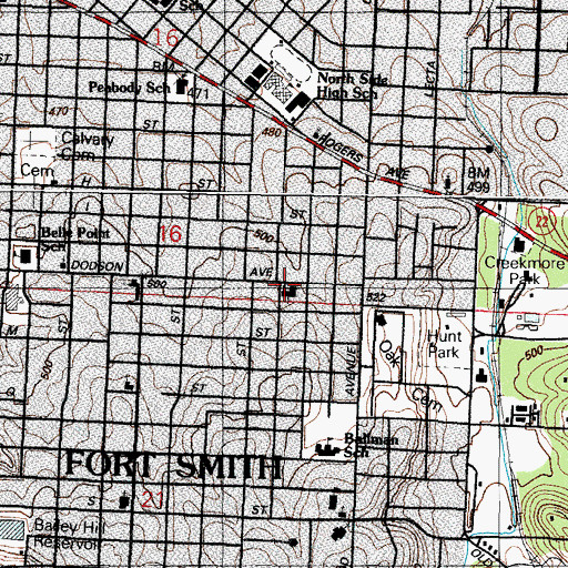 Topographic Map of South Side Baptist Church, AR