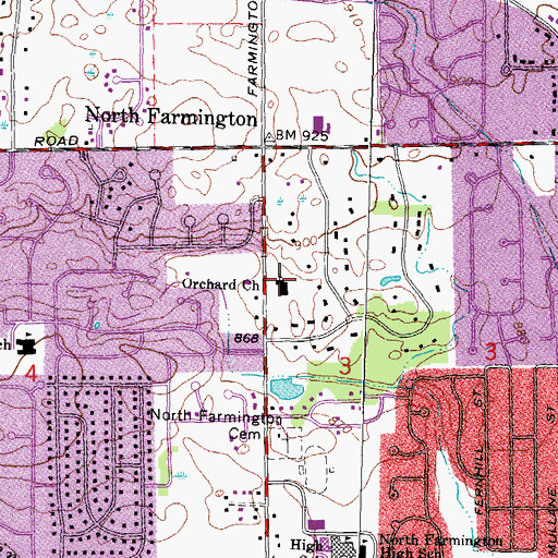 Topographic Map of Orchard Church, MI