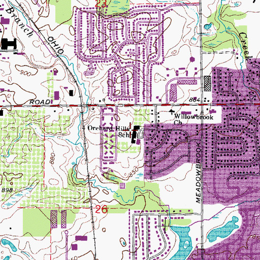Topographic Map of Orchard Hills School, MI