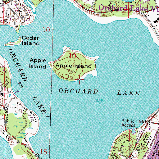 Topographic Map of Orchard Lake, MI