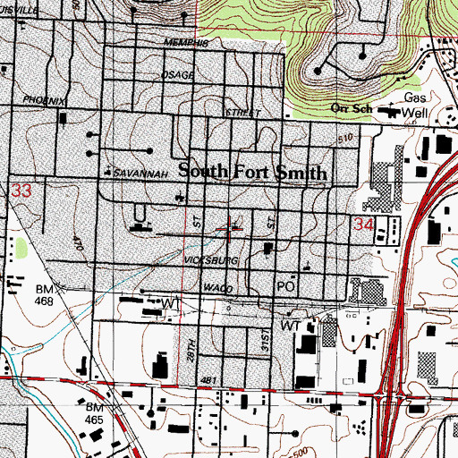 Topographic Map of Southside Assembly of God Church, AR