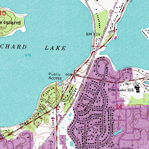Topographic Map of Orchard Lake, MI