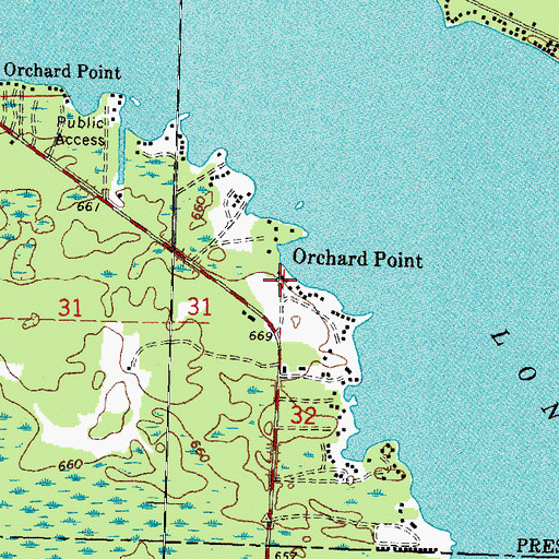 Topographic Map of Orchard Point, MI