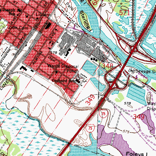 Topographic Map of Orchard Center High School, MI