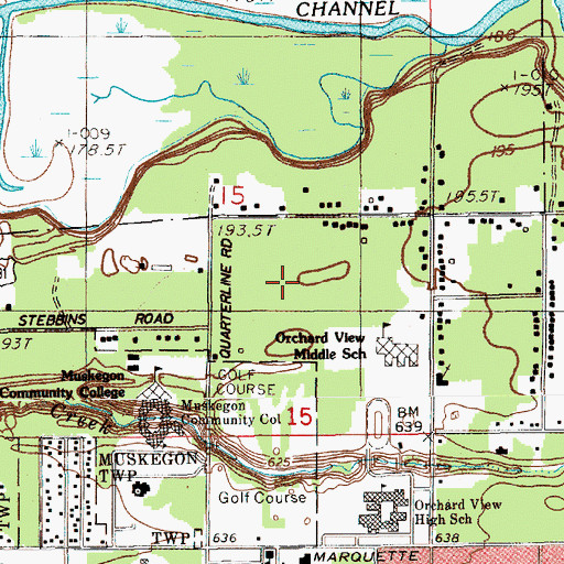 Topographic Map of Orchard View High School, MI