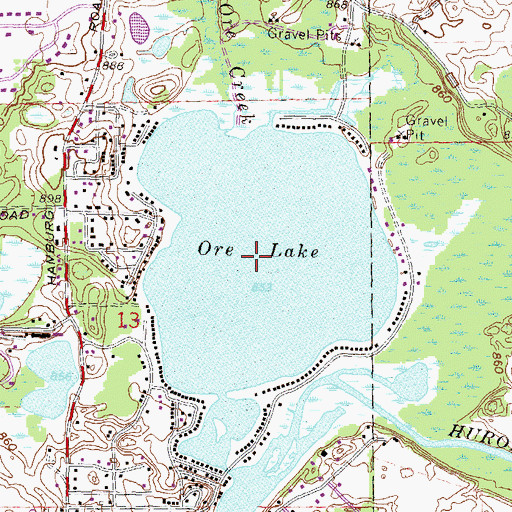 Topographic Map of Ore Lake, MI