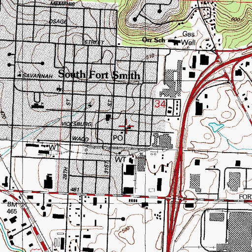 Topographic Map of Southside Christian Church, AR