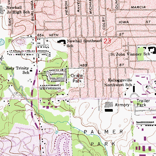 Topographic Map of Oriole Park, MI