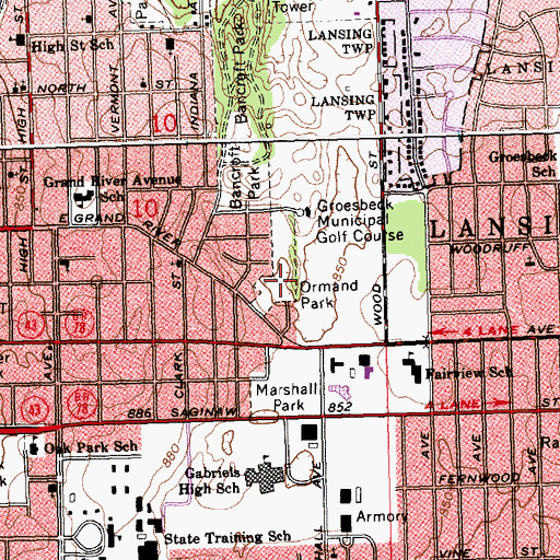 Topographic Map of Ormand Park, MI