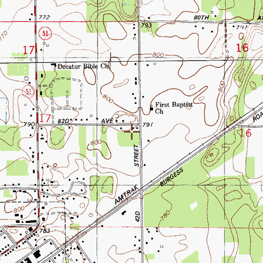 Topographic Map of Ormsby School, MI
