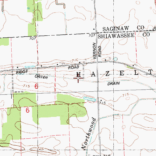 Topographic Map of Orser Drain, MI