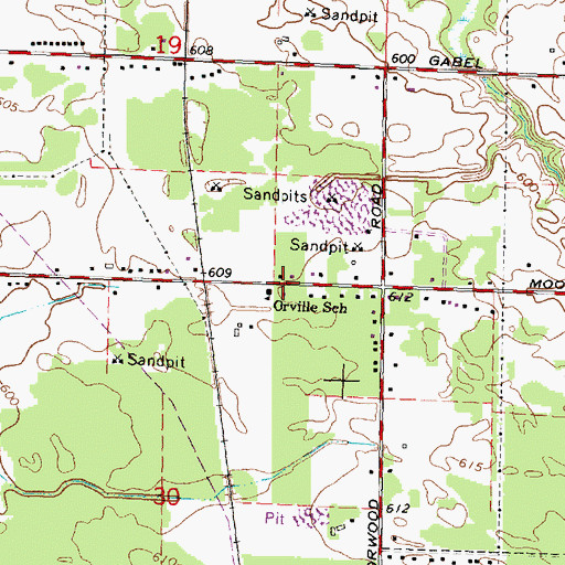 Topographic Map of Orville School, MI